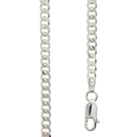 Diamond cut silver curb link necklace 40 cm