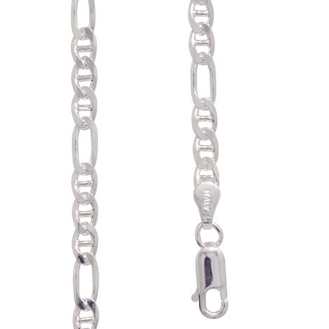 Light Silver Figaro Link Necklace - 50 cm