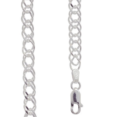 Silver Necklace Double Curb Link - 50 cm