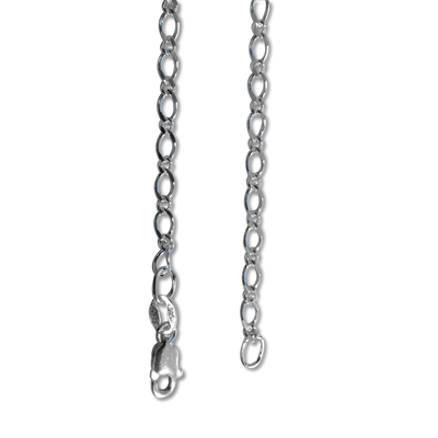 Silver Figaro 1+1 Link Bracelet - 19 cm