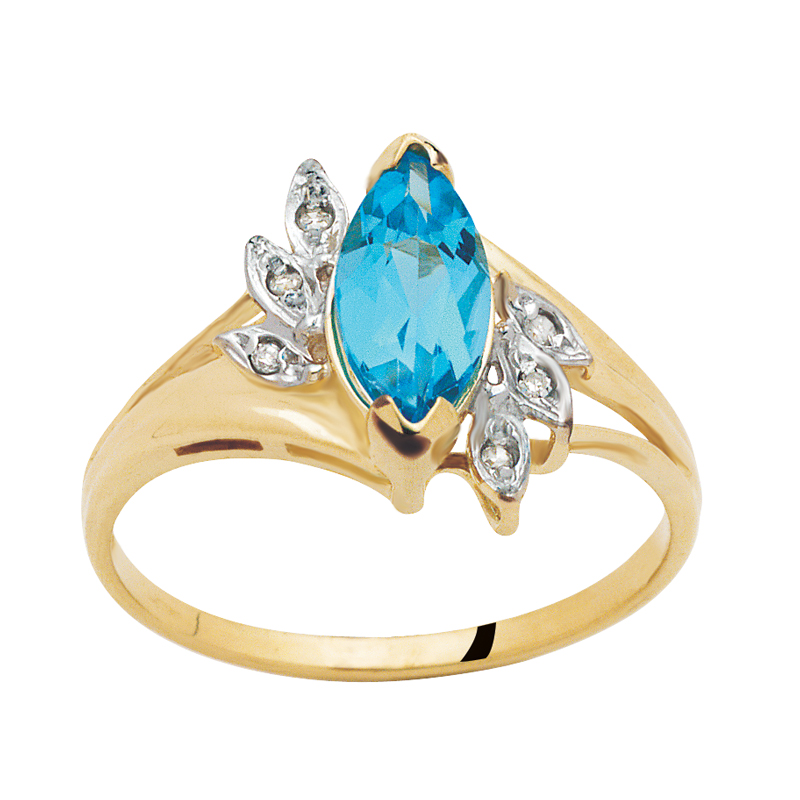 Swiss Blue Topaz and Diamond ring