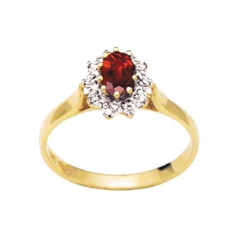Diamond and Ruby Cluster Ring