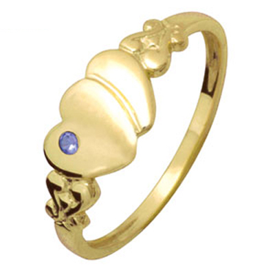 Childs Signet Ring Gold with Sapphire - Size M