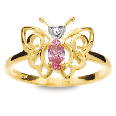 Butterfly Ring with Pink Cubic Zirconia