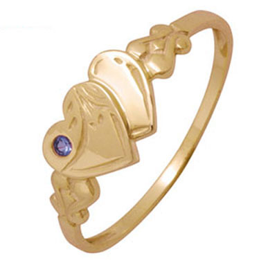 Engraved Signet Ring with Sapphire - Size O