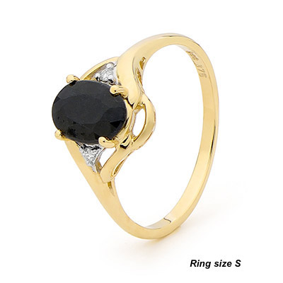 Astralian Dark Sapphire and Diamond Ring (S)