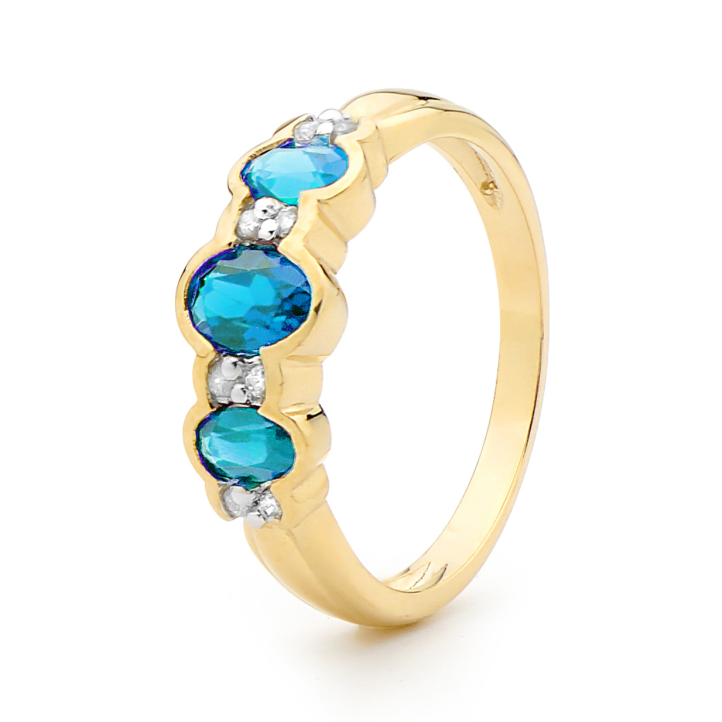 Blue Topaz and Diamond Ring