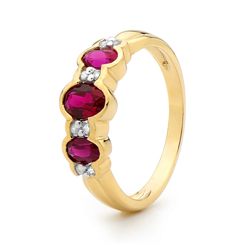 Created Ruby Eternity Ring with Diamonds