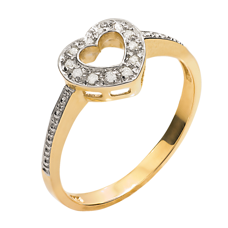Gold Diamond set Sweetheart Ring