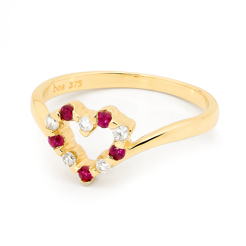 Created Ruby and Diamond Love Ring