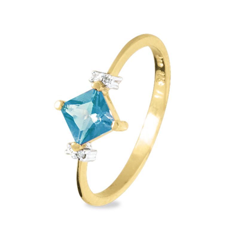 Blue Topaz and Diamond Ring - Pretty