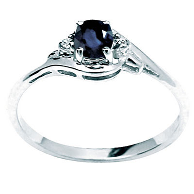 Sterling Silver Sapphire Ring with CZ