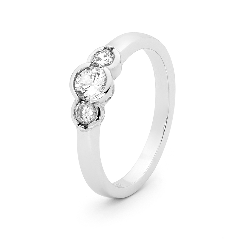 Sterling Silver ring with 3 Cubic Zirconia