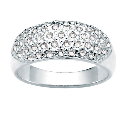 Silver Dome Ring with Zirconia