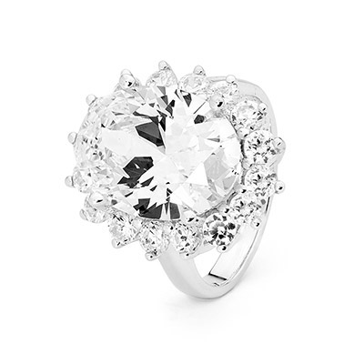 Bold Zirconia Cluster Silver Ring