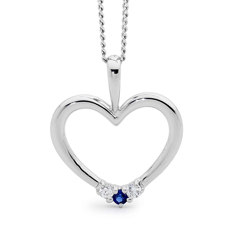 Romantic Silver Heart with Sapphire