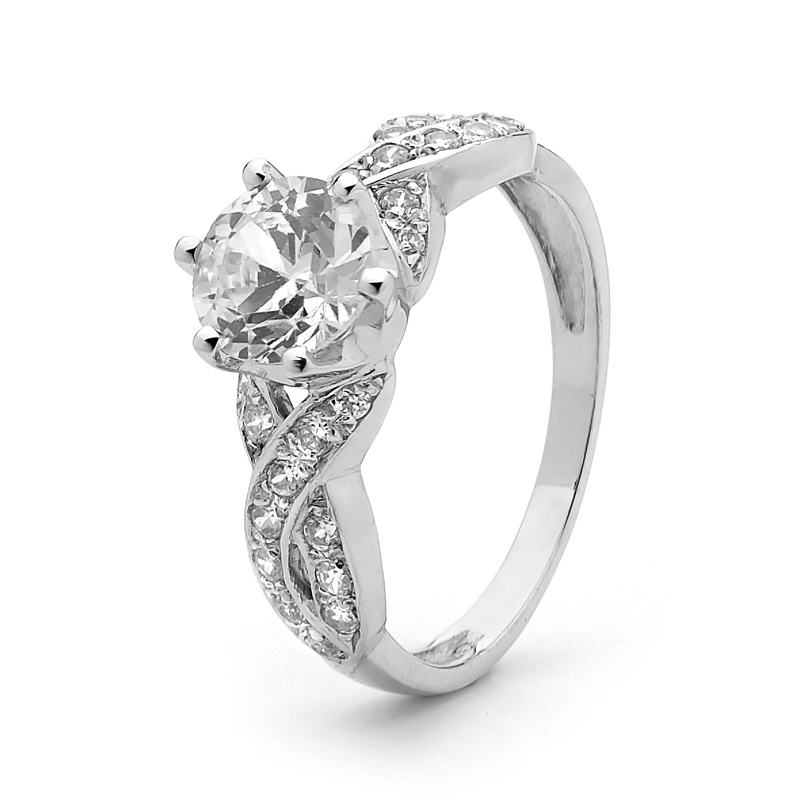 Cubic Zirconia Dress Ring - Silver