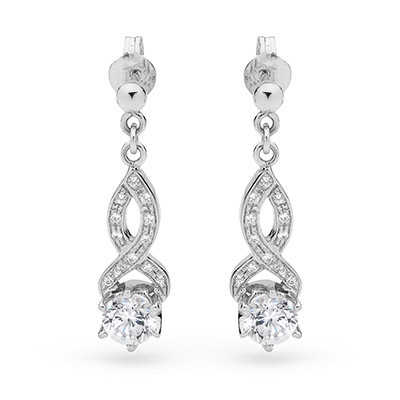 Cubic Zirconia Dress Earrings - Silver