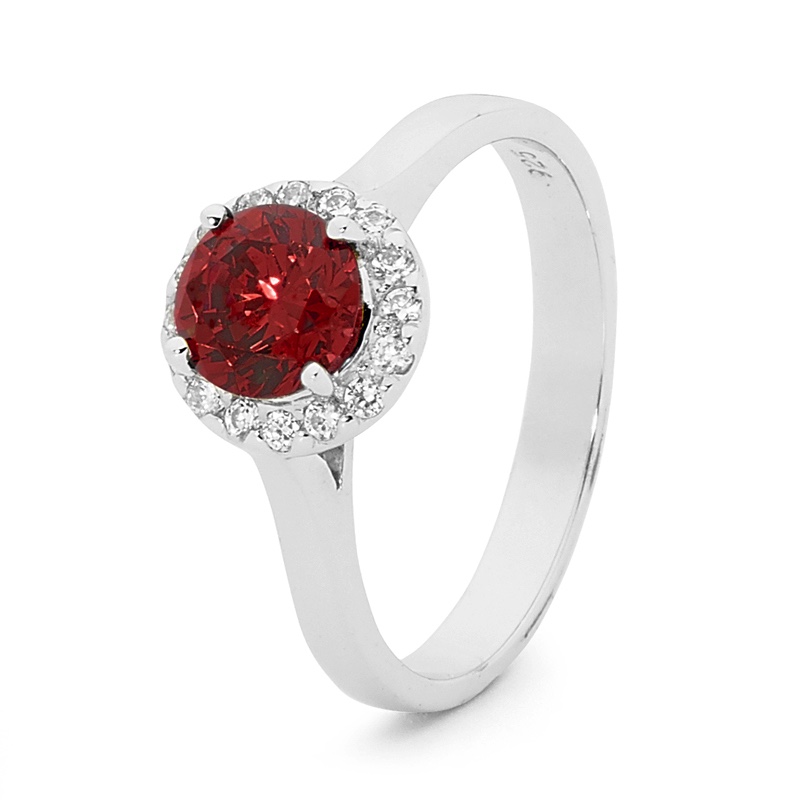 Silver Ring with Garnet and CZ