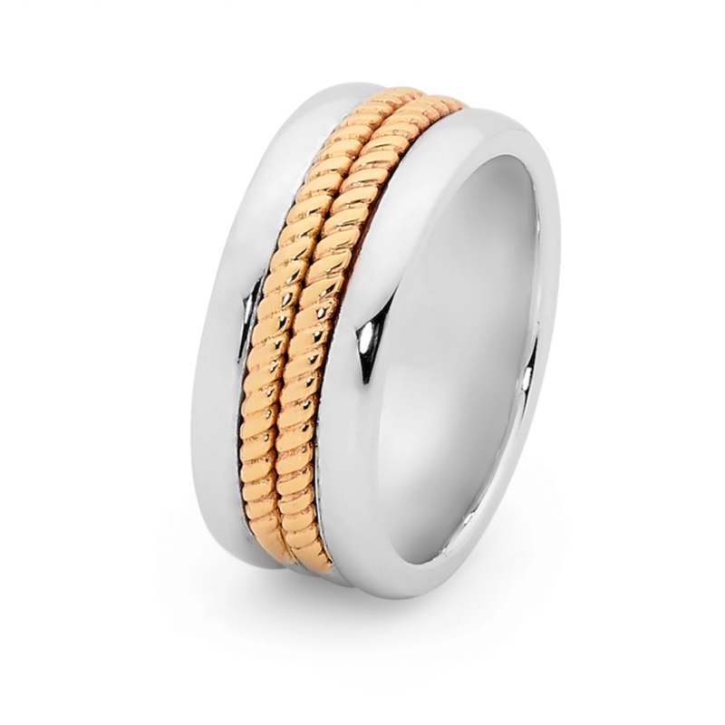 Mens Ring with Solid Gold Inlay