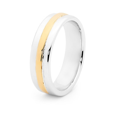 Mens Ring with Solid Gold Inlay