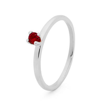 Mix & Match Silver Ring with Created Ruby