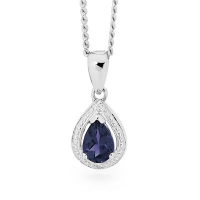 Silver pendant with Teardrop Sapphire.