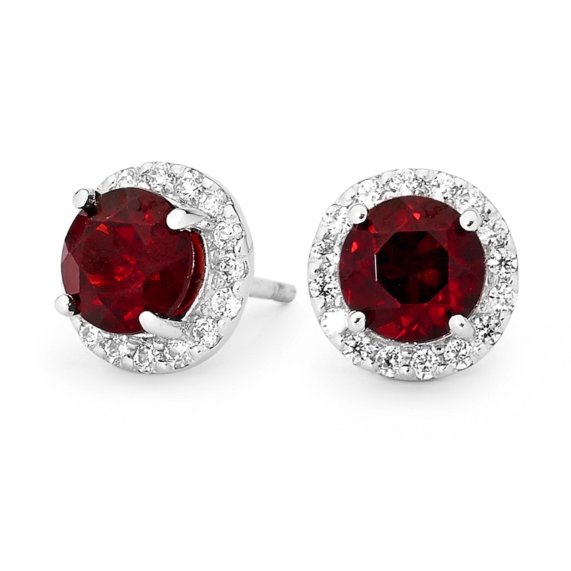 Garnet and CZ Dress Earrings