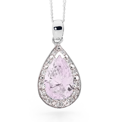 Silver Pendant With Lavender Cubic Zirconia