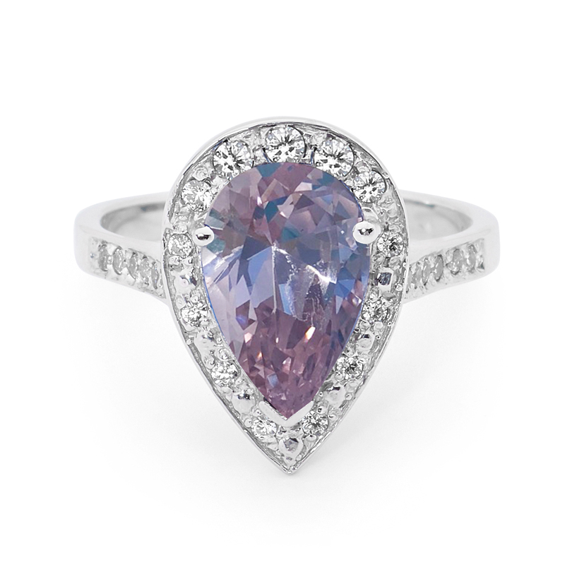 Silver Dress ring with Lavender CZ.