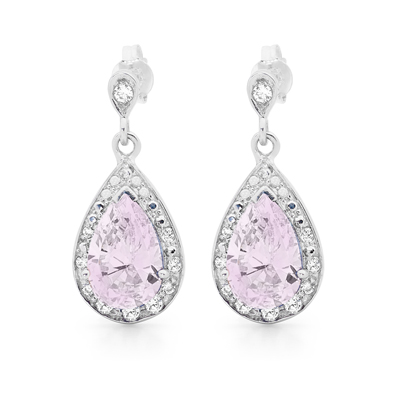 Silver Earrings with Lavender CZ