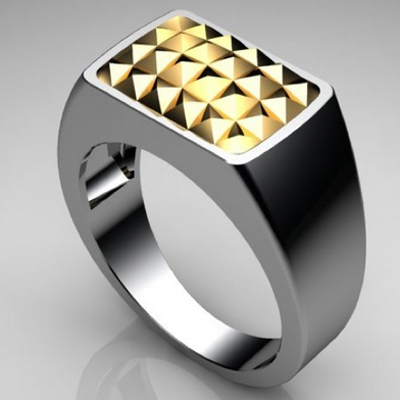 Gold Studded Mens Ring - Tough