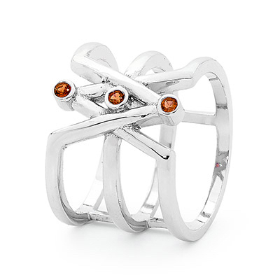 Sterling Silver Ring with Garnets