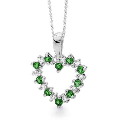 20 Stone Heart Pendant with Emerald