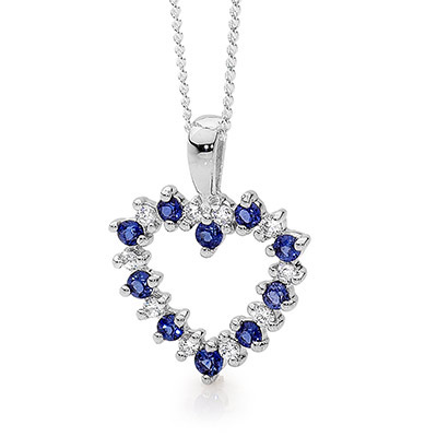 20 Stone Heart Pendant with Sapphire