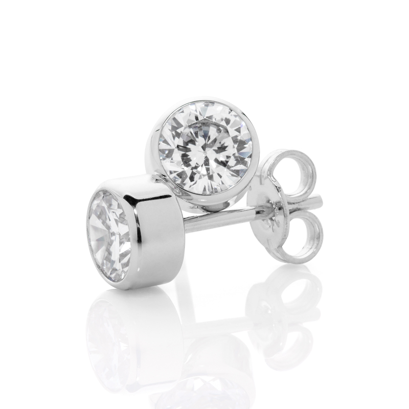 Sterling Silver Ear Studs with 6.0 mm CZ