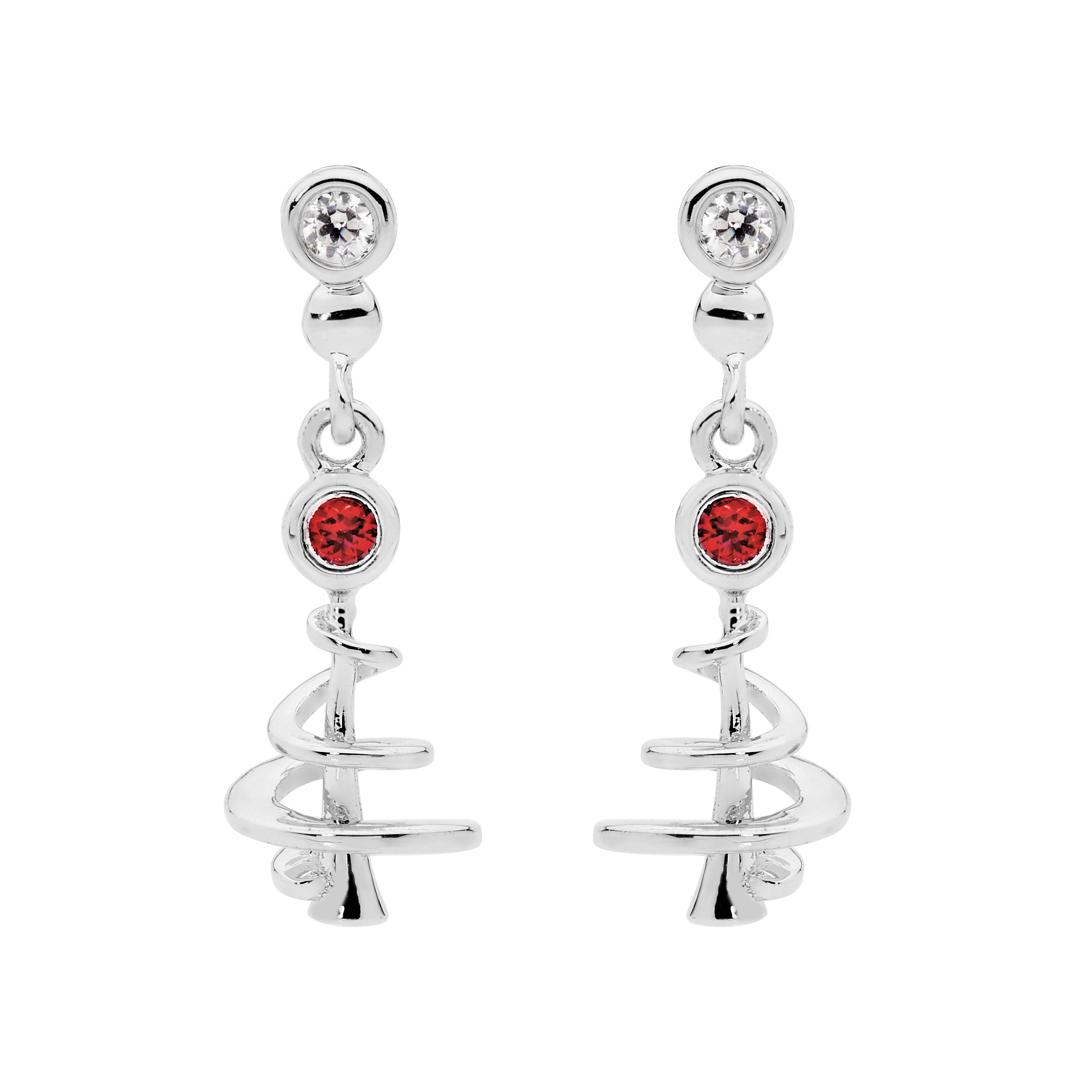 Christmas Tree Earrings with Created Ruby and CZ