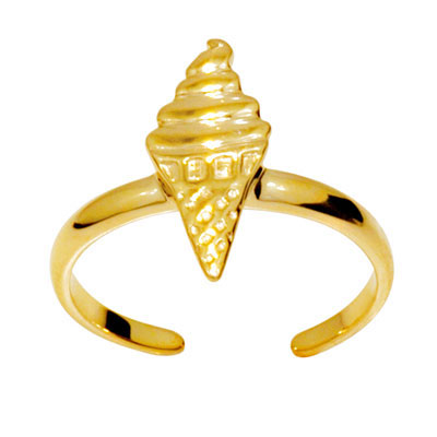Gold Toe Ring "Ice Cream Cone"