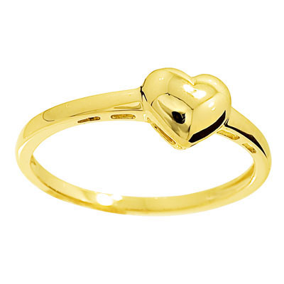 Gold Ring with One Heart