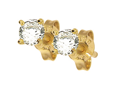 Cubic Zirconia Stud Earrings - 4.5 mm