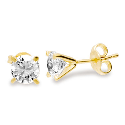 Cubic Zirconia Stud Earrings - 6.0 mm