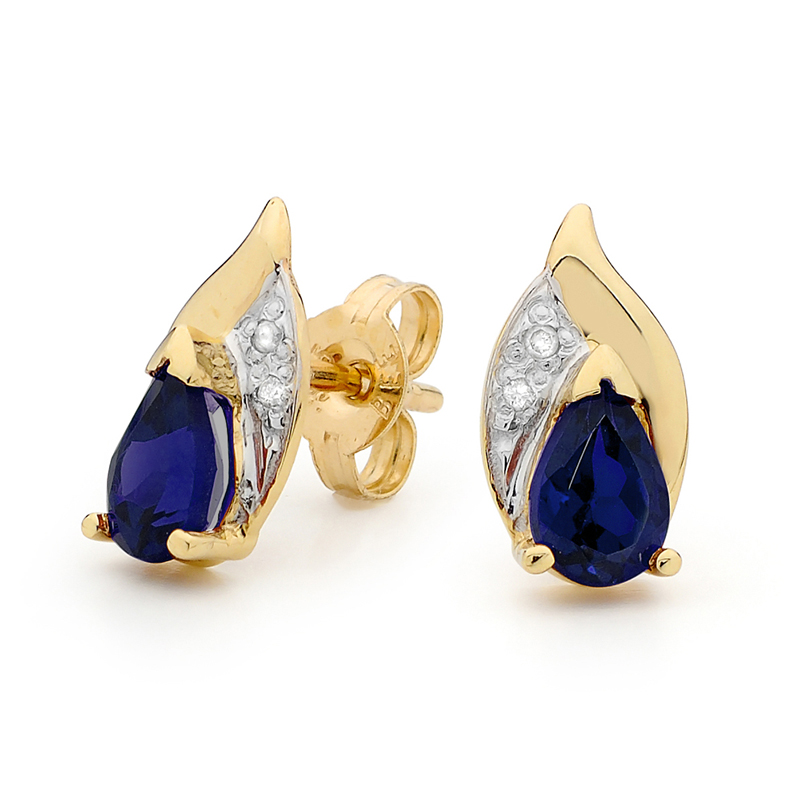 Sapphire and Diamond Petal Earrings