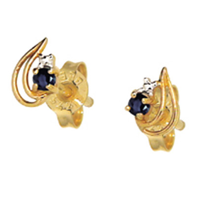 9 ct. gold Sapphire leaf earrings