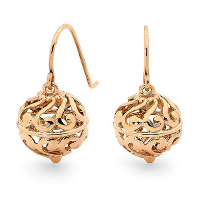 Filigree gold ball earrings