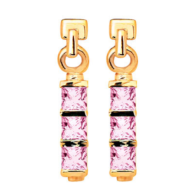 Pink Zirconia Drop Earrings