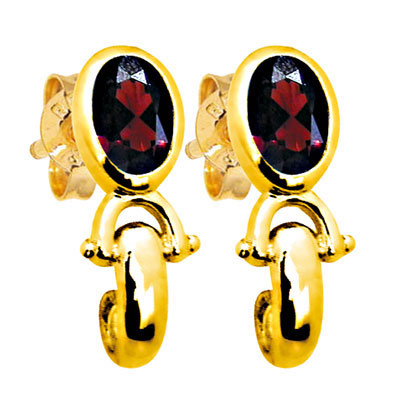 Garnet and Gold Stud Earrings