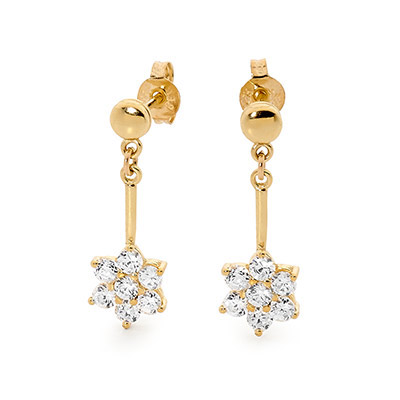 Zirconia Flower Drop Earrings