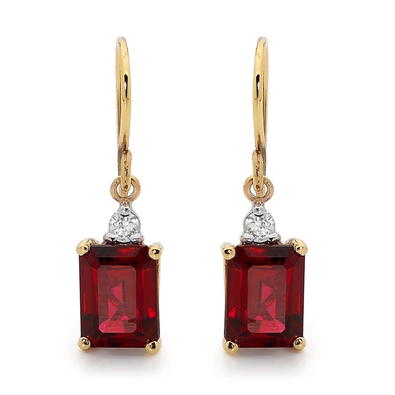 Opera earrings with Created Ruby and Diamonds