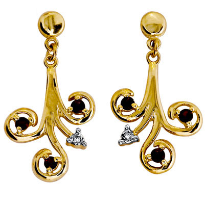 Garnet and Diamond Drop Earrings