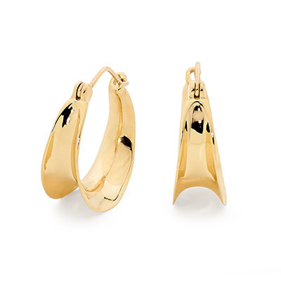 9 ct. Gold gipsy style hoop earrings
